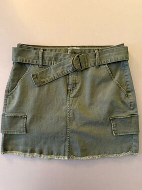 SO Green Belted Mini Skirt